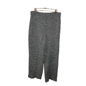 Zara Twill Wide Leg‎ Trouser Pants Large High Rise Work Wear Neutral Black White